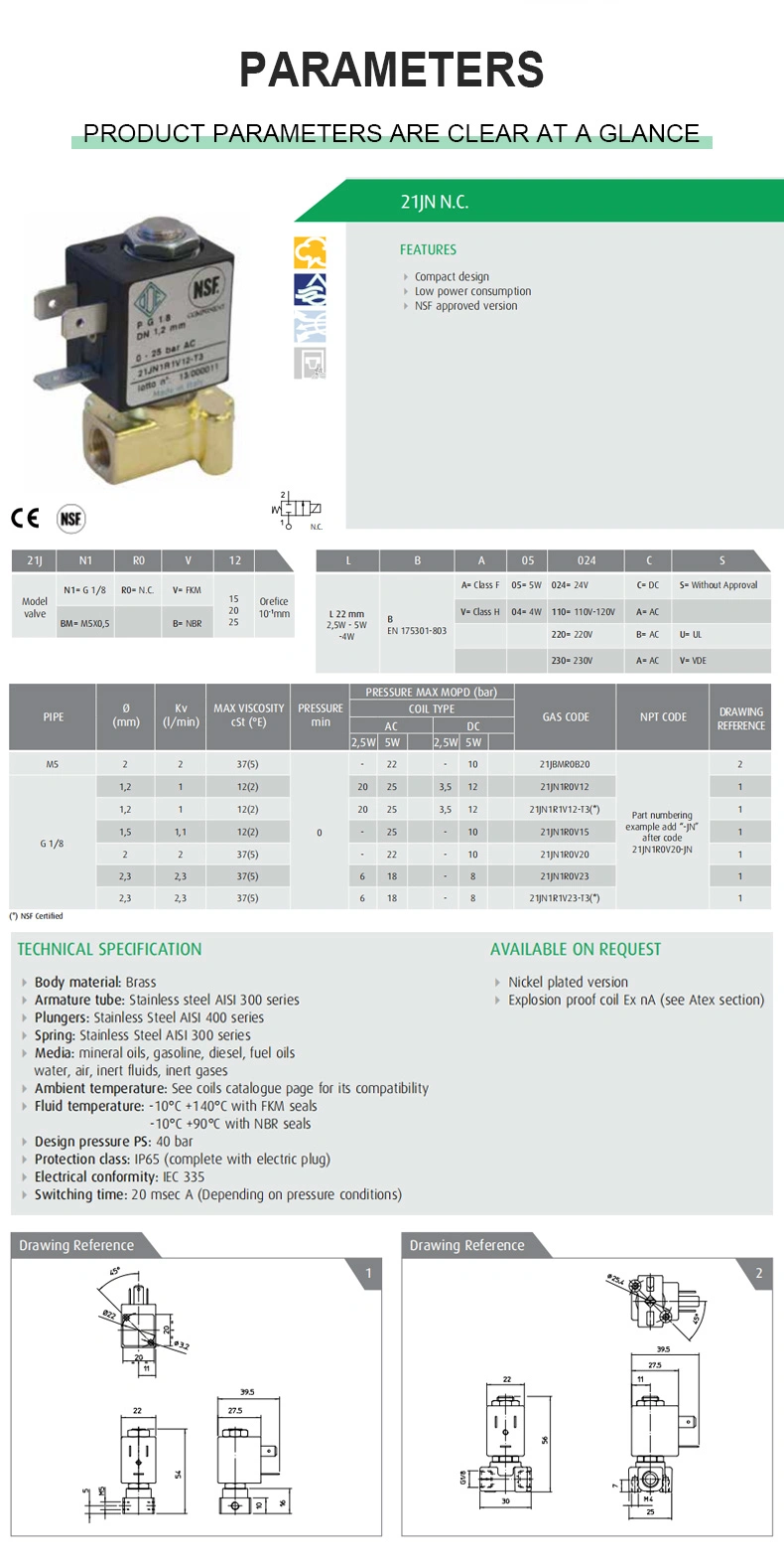 Wholesale Italy Ode 21jn1r0V23 General Purpose 2-Way Brass DC12V Solenoid Control Valves